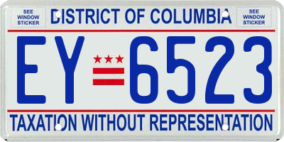 DC license plate EY6523