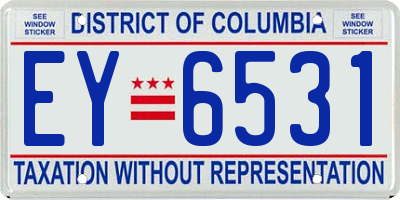 DC license plate EY6531