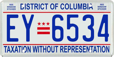 DC license plate EY6534