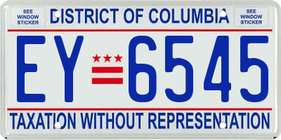DC license plate EY6545