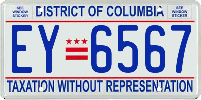 DC license plate EY6567