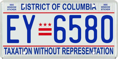 DC license plate EY6580