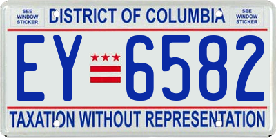 DC license plate EY6582