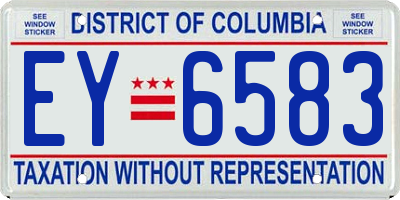 DC license plate EY6583