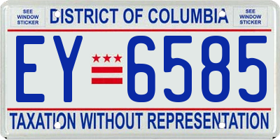 DC license plate EY6585