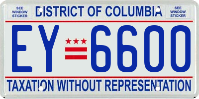 DC license plate EY6600