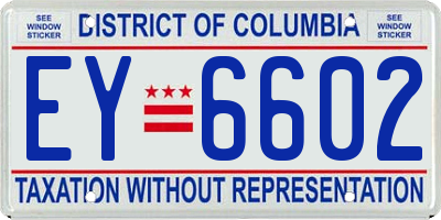 DC license plate EY6602