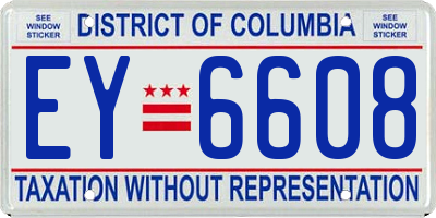 DC license plate EY6608