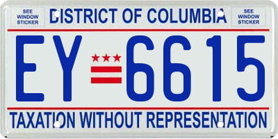 DC license plate EY6615