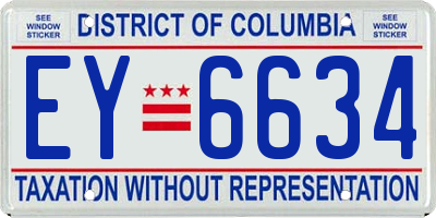 DC license plate EY6634