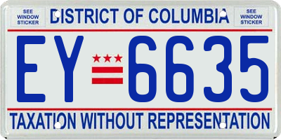 DC license plate EY6635