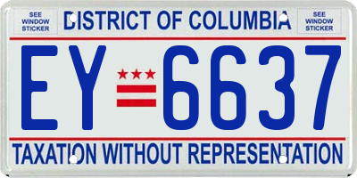 DC license plate EY6637