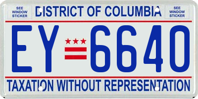 DC license plate EY6640