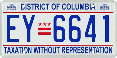 DC license plate EY6641