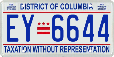 DC license plate EY6644