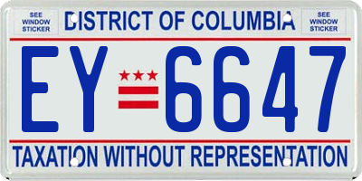 DC license plate EY6647