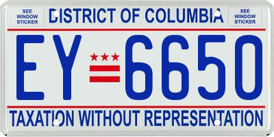 DC license plate EY6650