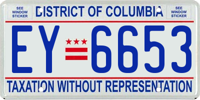 DC license plate EY6653