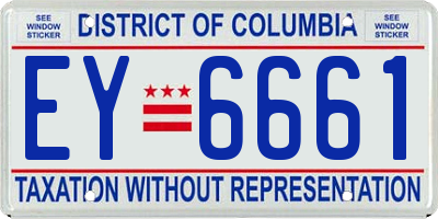 DC license plate EY6661