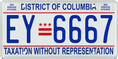 DC license plate EY6667