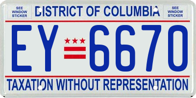 DC license plate EY6670