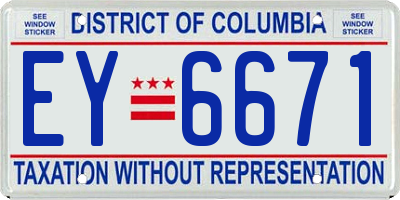 DC license plate EY6671