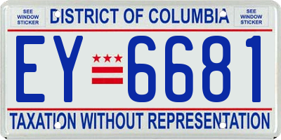 DC license plate EY6681