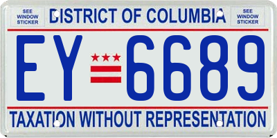 DC license plate EY6689