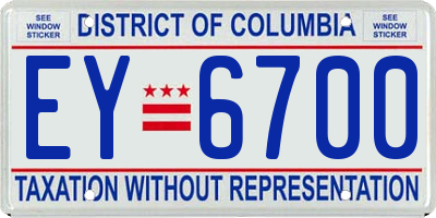 DC license plate EY6700