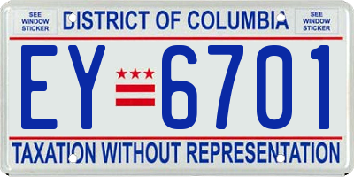 DC license plate EY6701