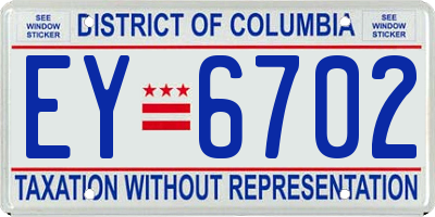 DC license plate EY6702