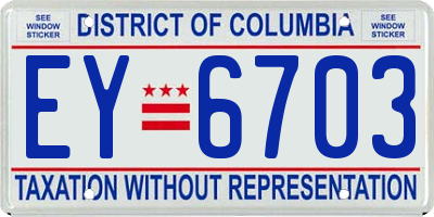 DC license plate EY6703