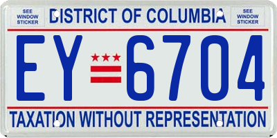 DC license plate EY6704