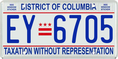 DC license plate EY6705