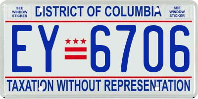 DC license plate EY6706