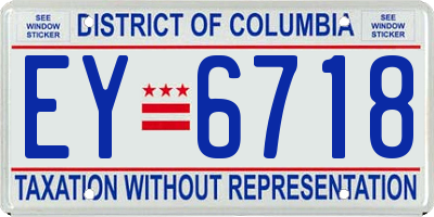 DC license plate EY6718