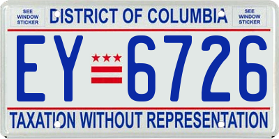 DC license plate EY6726