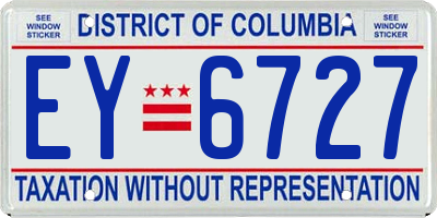 DC license plate EY6727