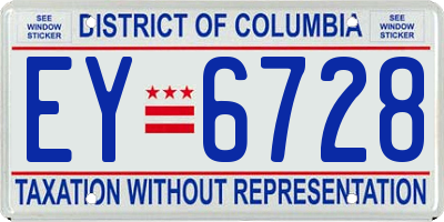 DC license plate EY6728