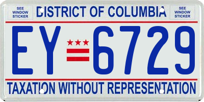 DC license plate EY6729