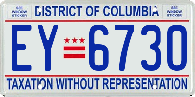 DC license plate EY6730