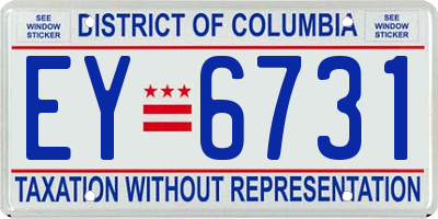 DC license plate EY6731