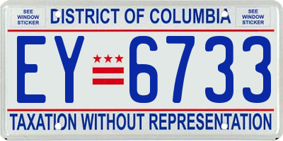 DC license plate EY6733