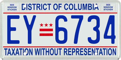 DC license plate EY6734