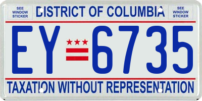 DC license plate EY6735