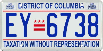 DC license plate EY6738