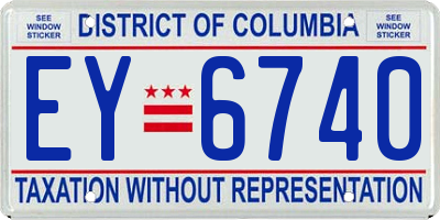 DC license plate EY6740