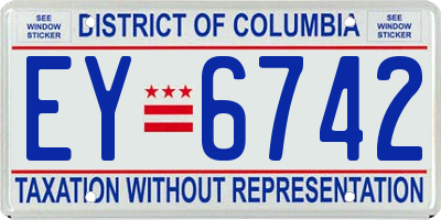 DC license plate EY6742