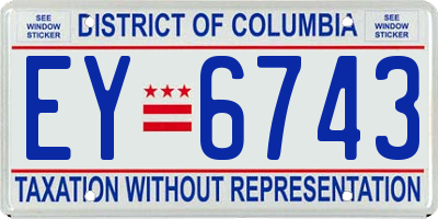 DC license plate EY6743