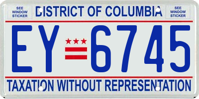 DC license plate EY6745